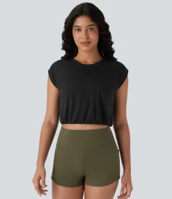 Sports Tops|Sports Tops<HALARA Round Neck Short Sleeve Cropped Cool Touch Quick Dry Yoga Sports Top