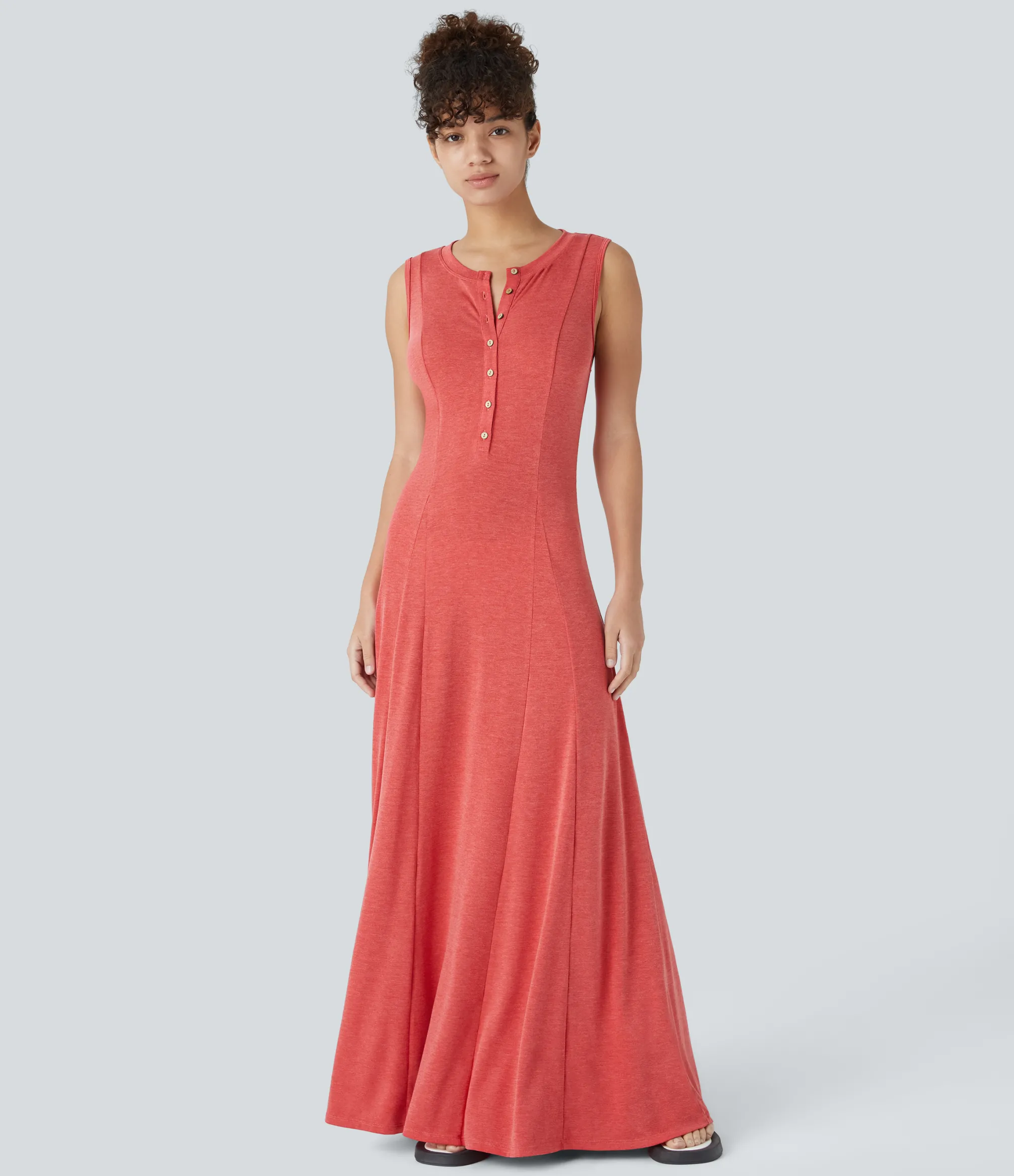 Maxi & Midi Dresses|Dresses<HALARA Round Neck Sleeveless Flare Maxi Casual Dress