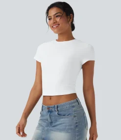Casual Tops<HALARA Round Neck Slim Cropped Casual Baby Tee