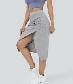 Casual Skirts|Skirts<HALARA Ruched Hem Bodycon Midi Casual Skirt