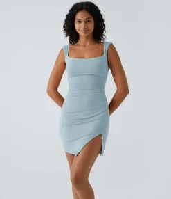 Bodycon Dresses|Mini Dresses<HALARA Ruched Tie Back Hem Bodycon Mini Casual Dress