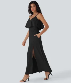 Maxi & Midi Dresses|Dresses<HALARA Ruffle Maxi Slip Dress with Pockets