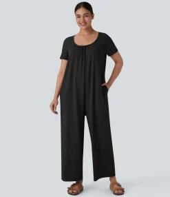 Jumpsuits<HALARA Scoop Neck Pocket Relax Wide Leg Casual Jumpsuit