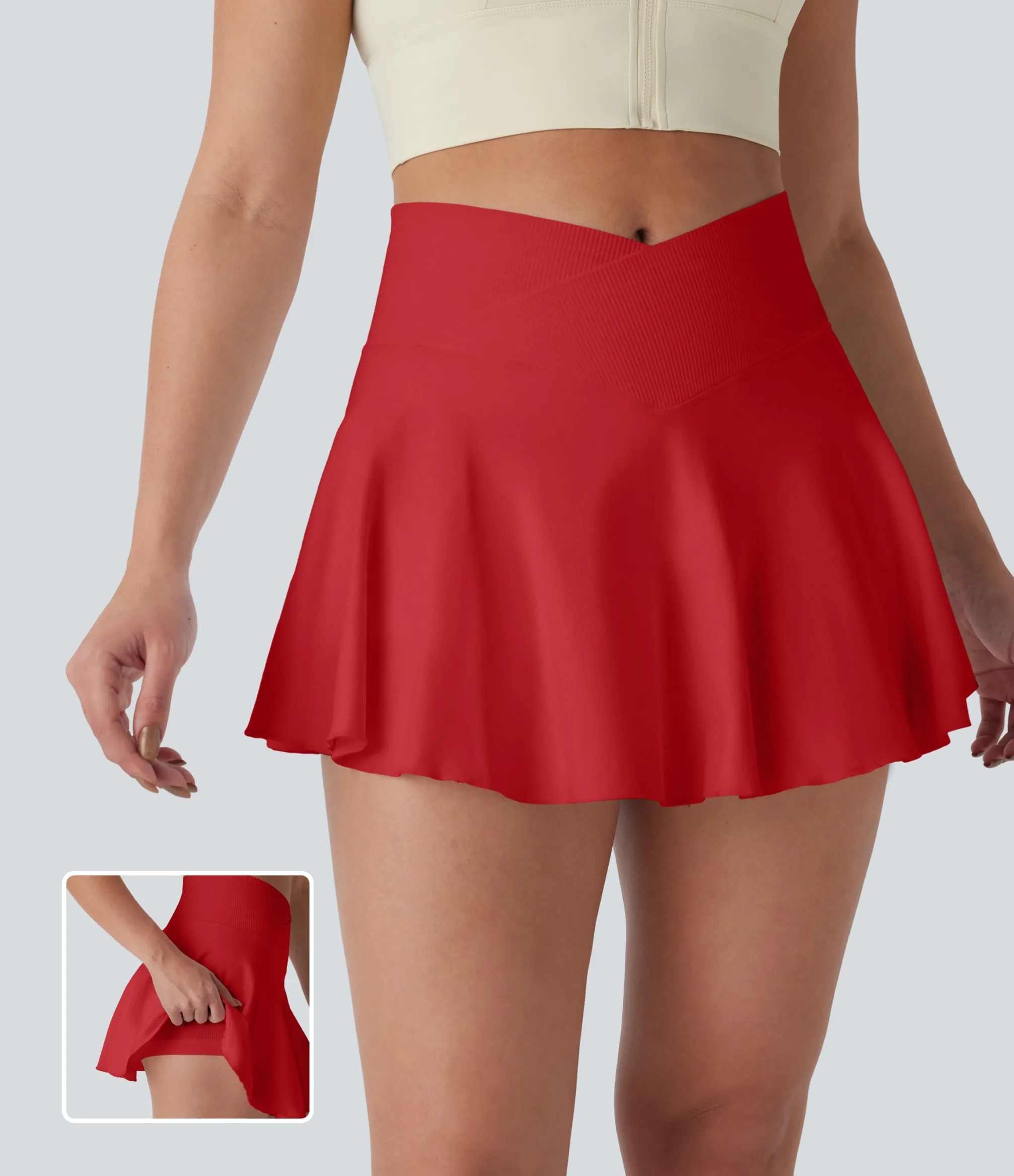 Mini Skirts|Skirts<HALARA Seamless Flow Crossover High Waisted 2-in-1 Mini Yoga Skirt
