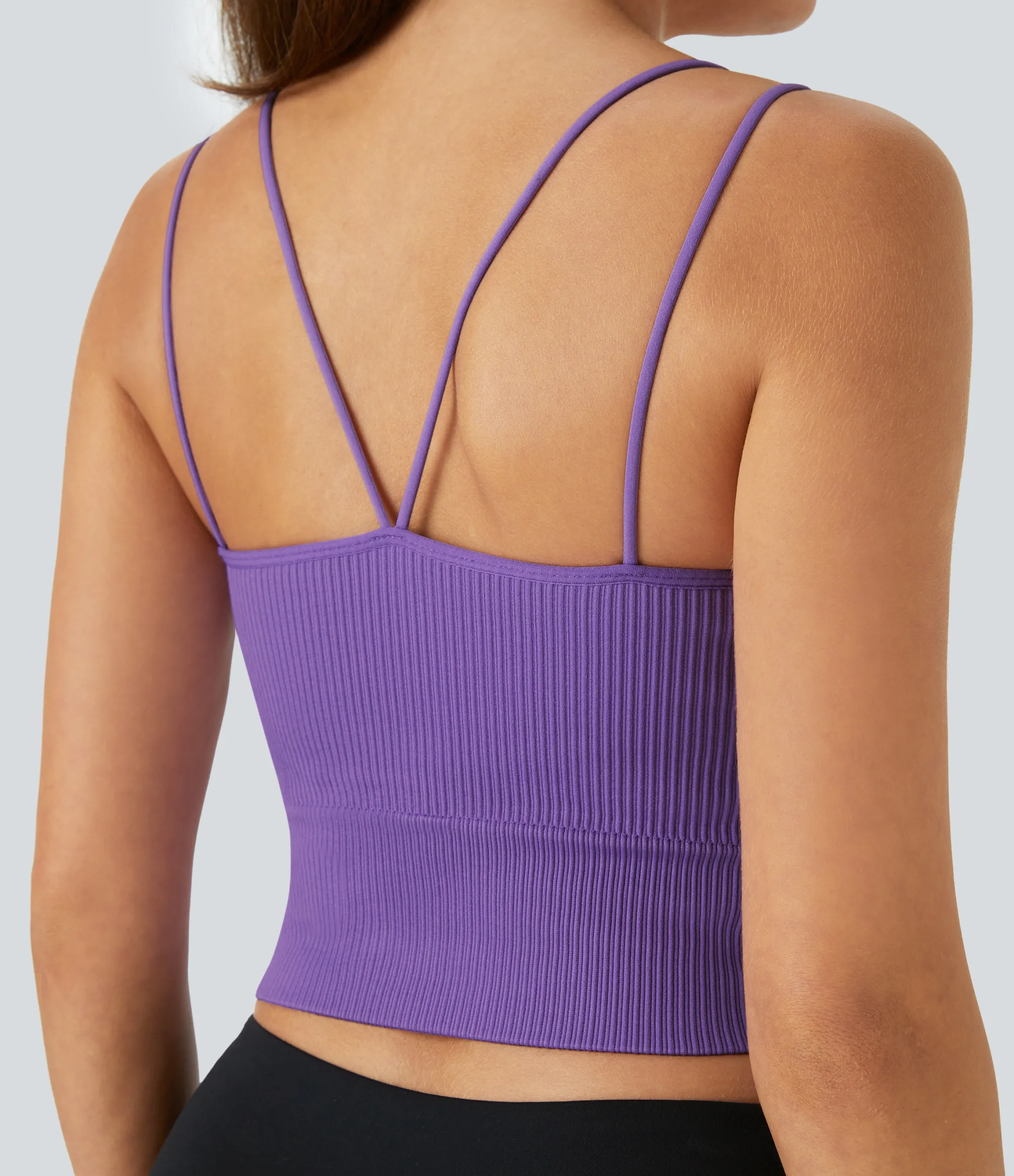 Casual Tops|Yoga Tops<HALARA Seamless Flow Double Straps V Back Cropped Running Cami Top