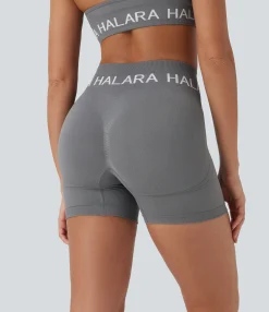 5'' Shorts|Active Shorts<HALARA Seamless Flow Logo High Waisted Yoga Biker Shorts 5''