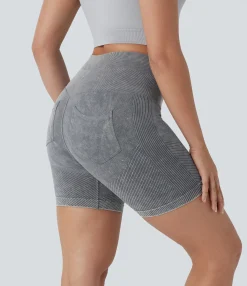Active Shorts|Bikers<HALARA Seamless Flow High Waisted Pocket Washed Yoga Biker Shorts 5.5''