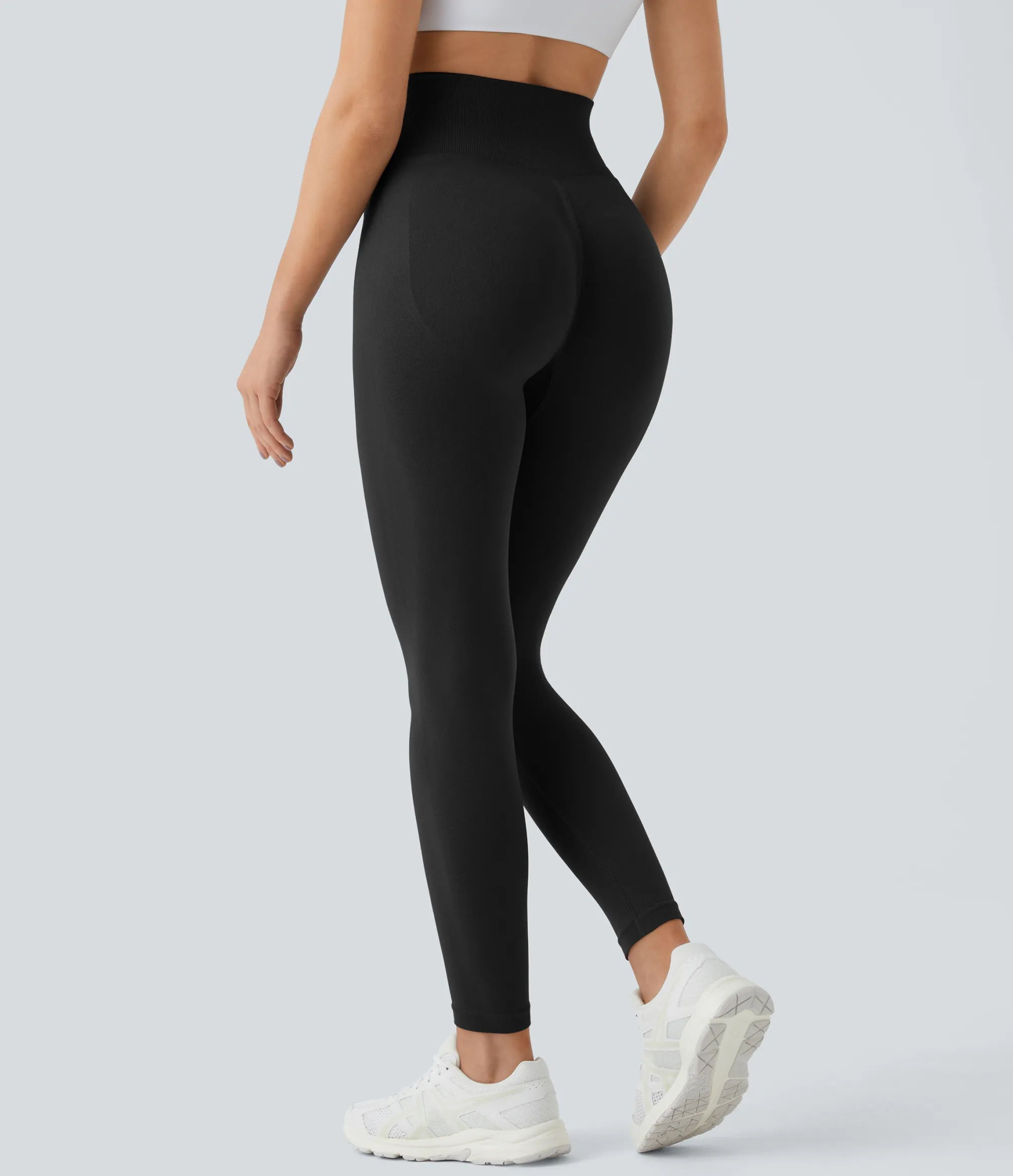 High Waisted Leggings|Leggings<HALARA Seamless Flow High Waisted Ruched Plain Leggings