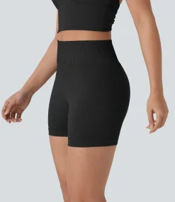 Active Shorts|Bikers<HALARA Seamless Flow High Waisted Ruched Yoga Biker Shorts 4''