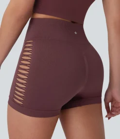 Active Shorts|Bikers<HALARA Seamless Flow High Waisted Cut Out Yoga Biker Shorts 3''
