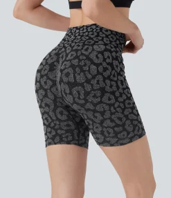 5'' Shorts|Active Shorts<HALARA Seamless Flow High Waisted Leopard Yoga Biker Shorts 5''