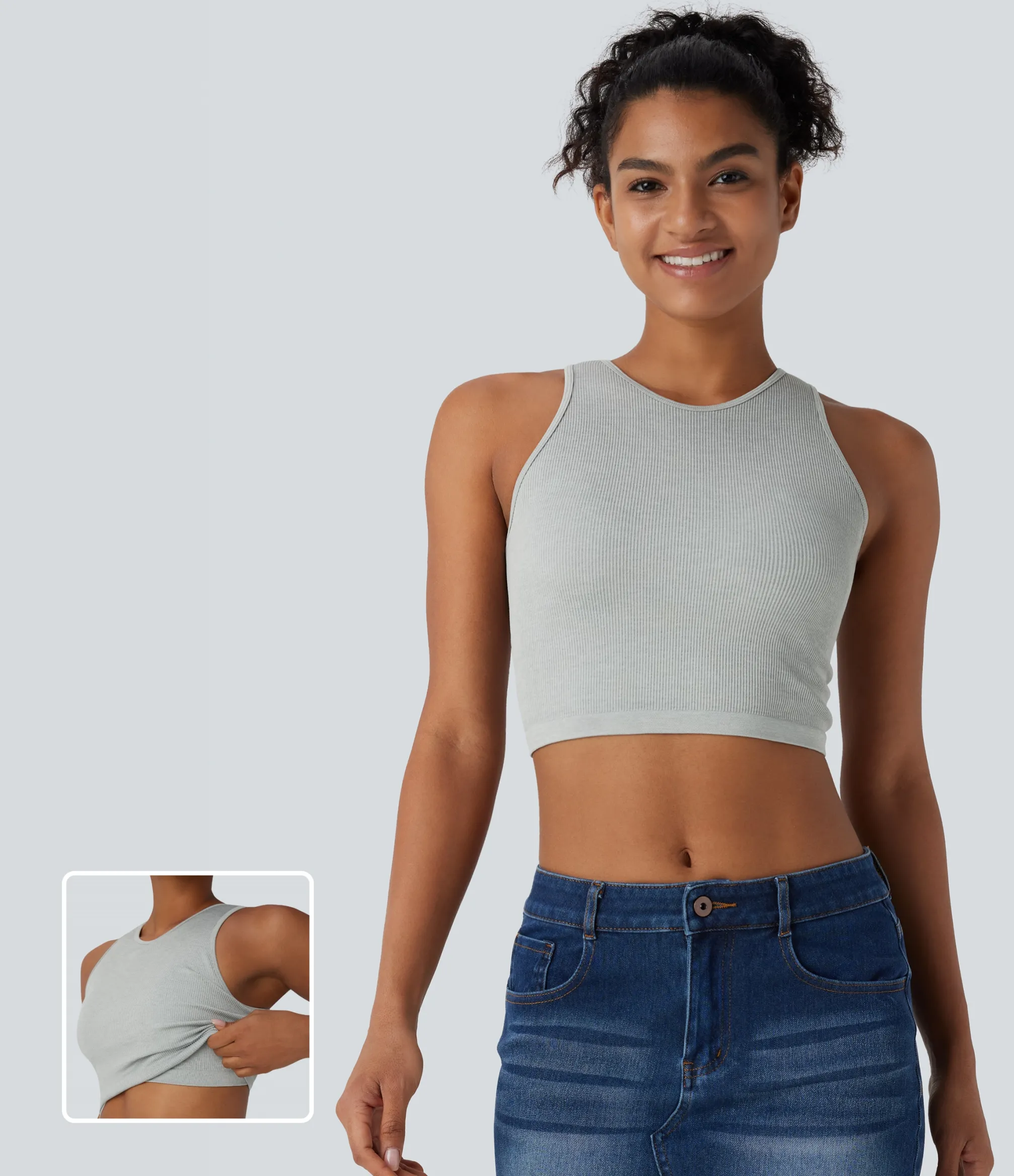 Tank Tops & Camis|Tank Tops<HALARA Seamless Flow Round Neck Cropped Lounge Shapewear Tank Top