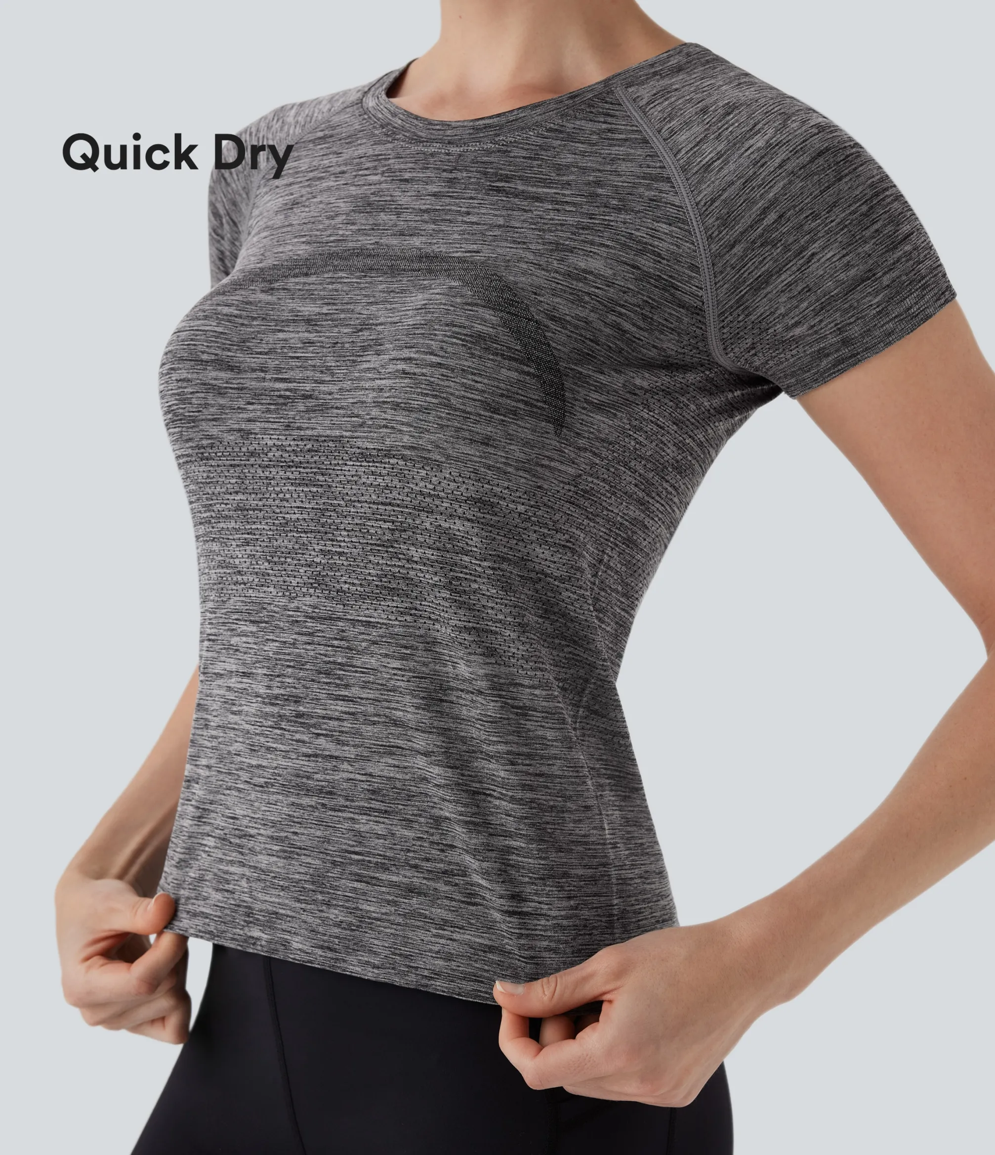 Sports Tops|Sports Tops<HALARA Seamless Flow Short Sleeve Cut Out Quick Dry Hiking Sports Top