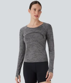 Sports Tops|Sports Tops<HALARA Seamless Flow Thumb Hole Perforated Quick Dry Hiking Sports Top