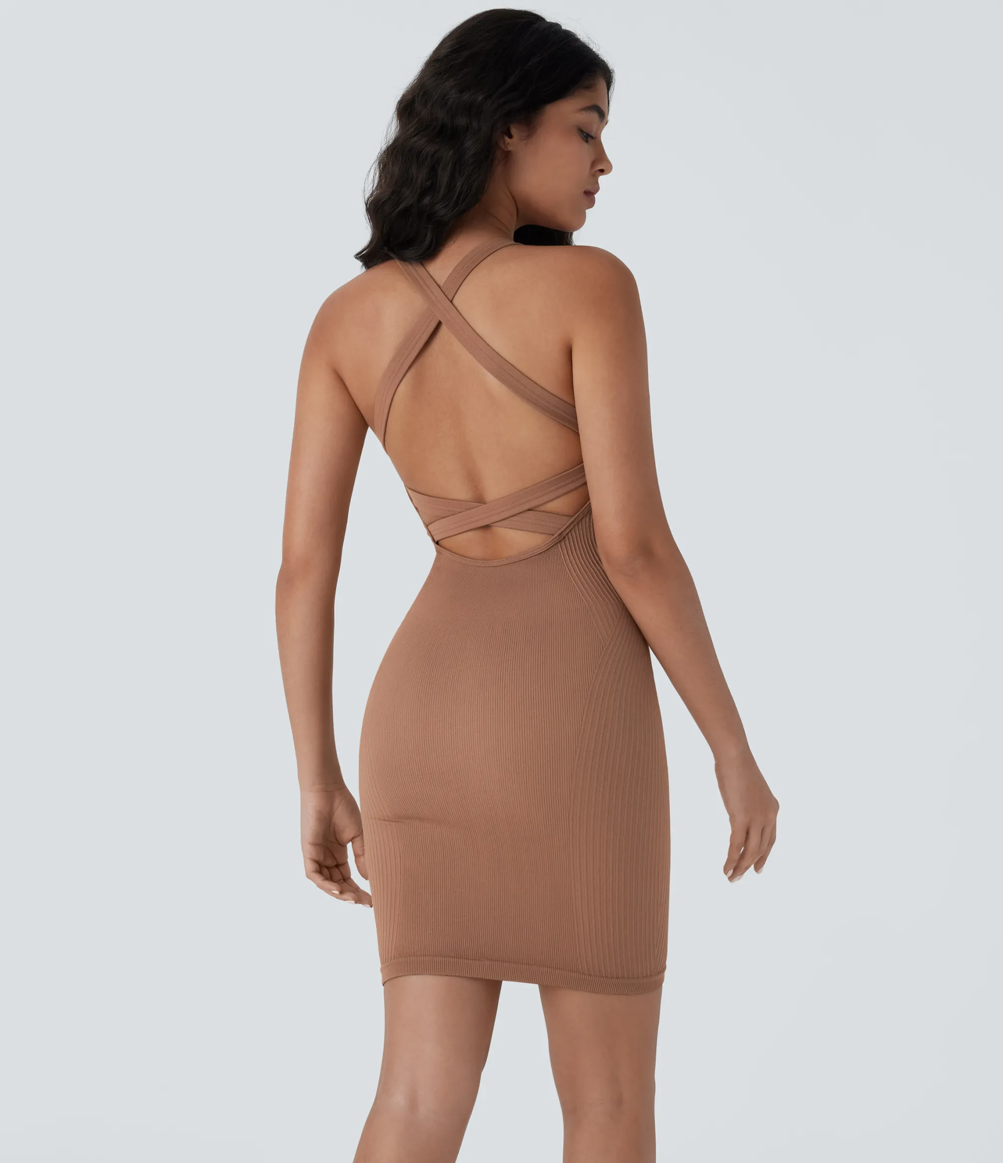 Bodycon Dresses|Mini Dresses<HALARA Seamless Flow U Neck Bodycon Mini Casual Dress