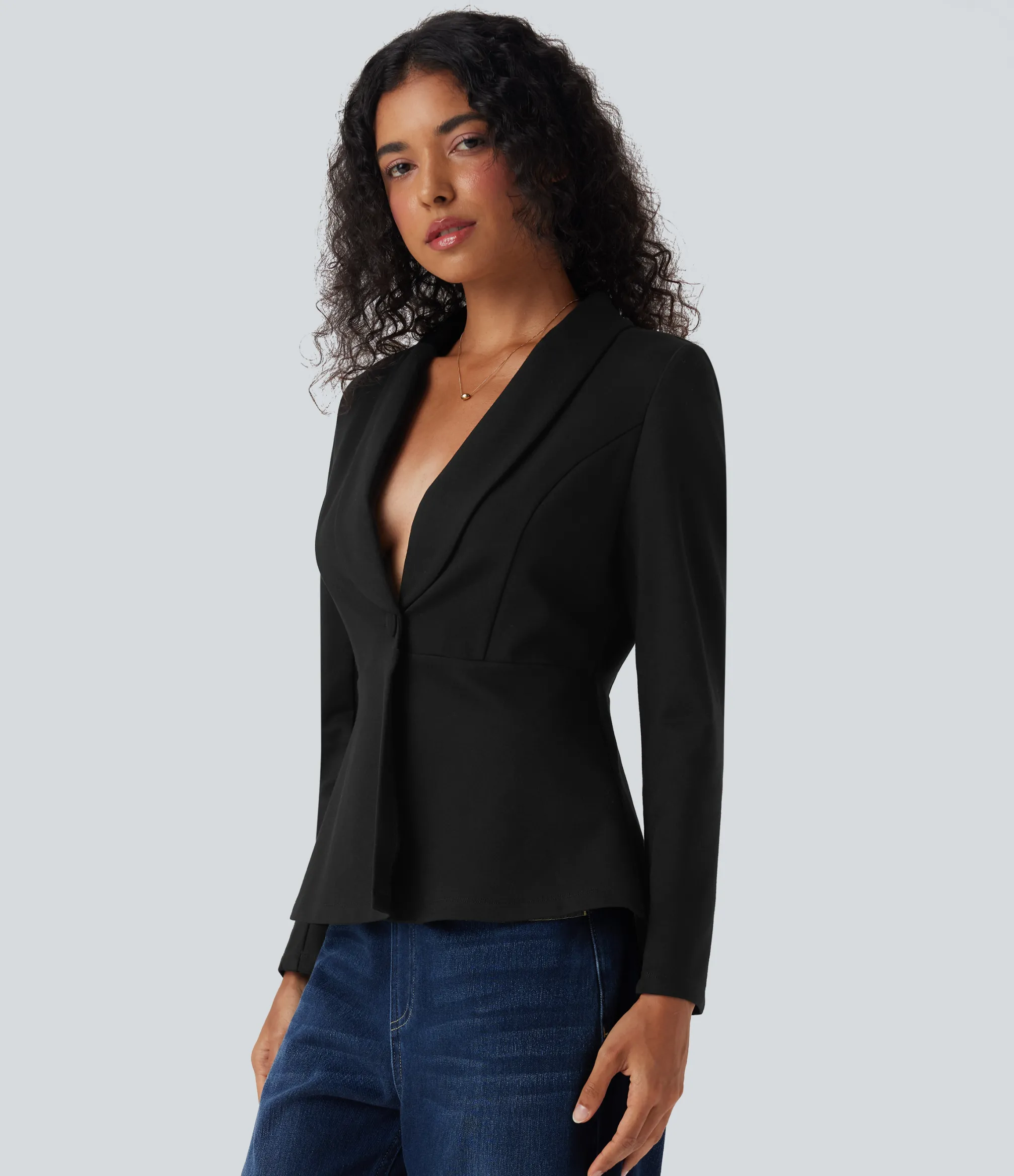 Jackets & Outerwear<HALARA Shawl Collar Long Sleeve Work Blazer