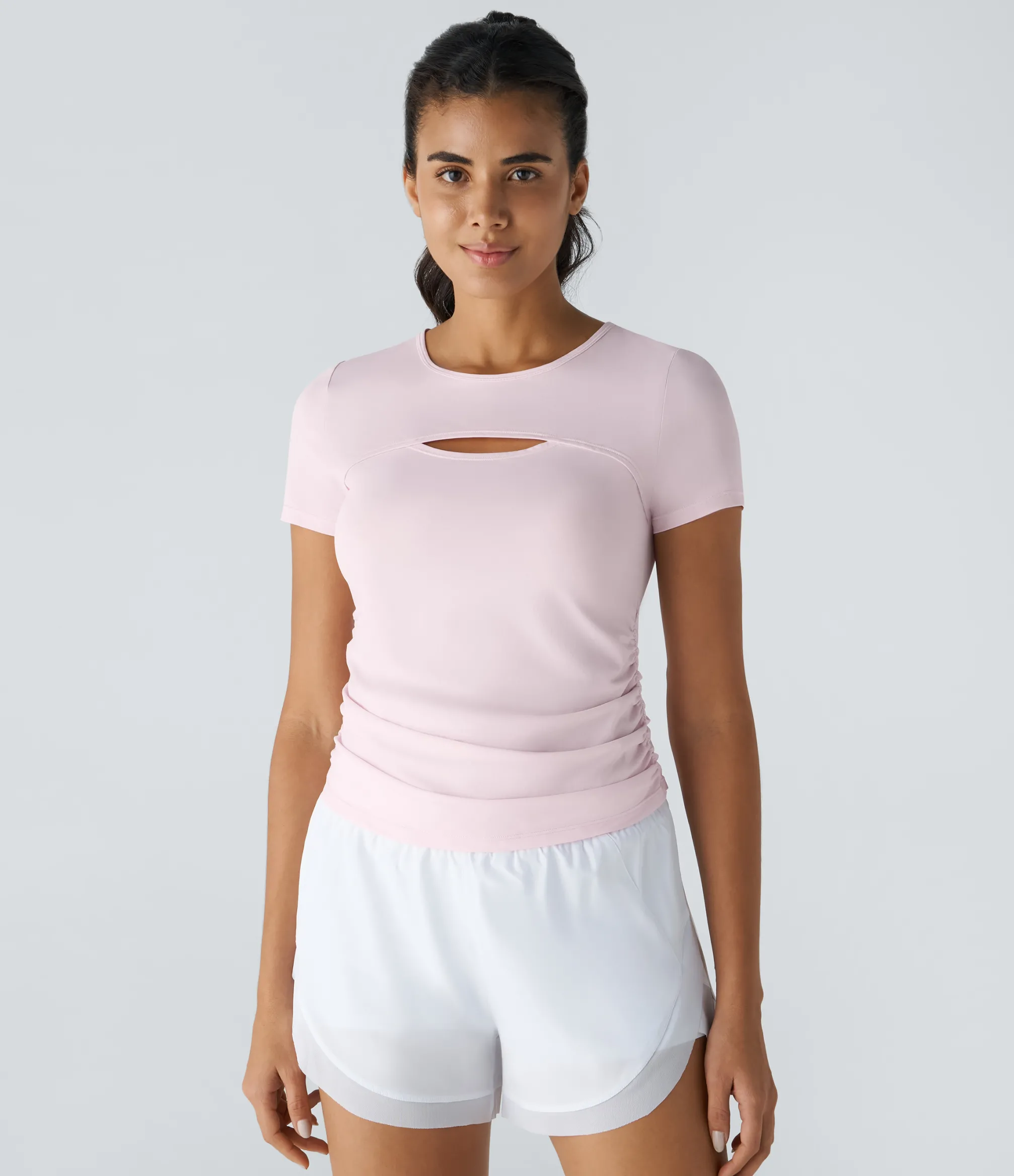 Sports Tops|Sports Tops<HALARA Short Sleeve Cut Out Ruched Workout Sports Top