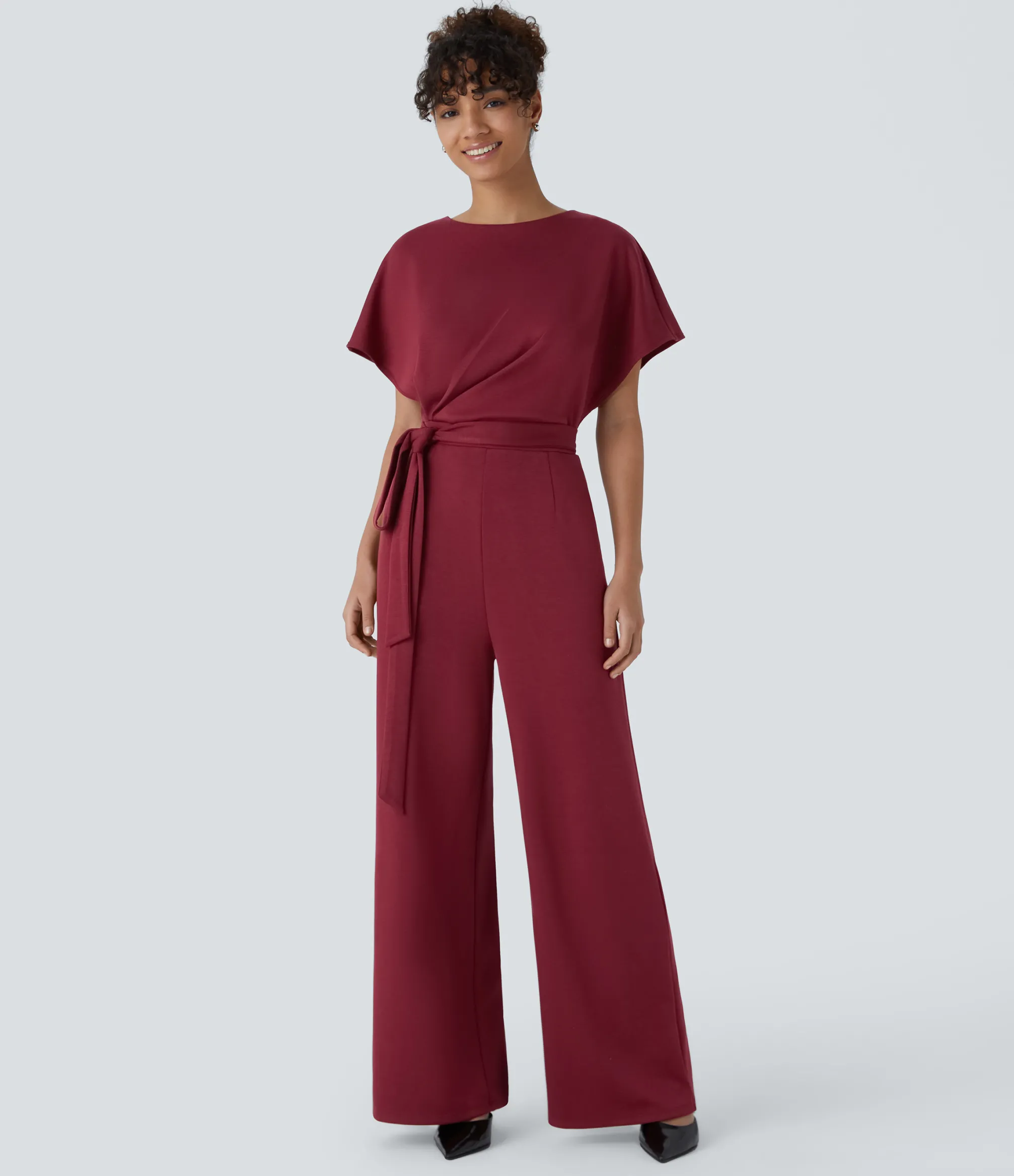 Jumpsuits<HALARA Short Sleeve Keyhole Back Tie Pocket Casual Jumpsuit