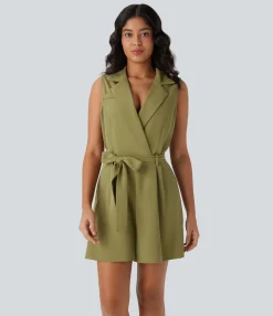 Jumpsuits<HALARA Sleeveless Belted Work Blazer Romper