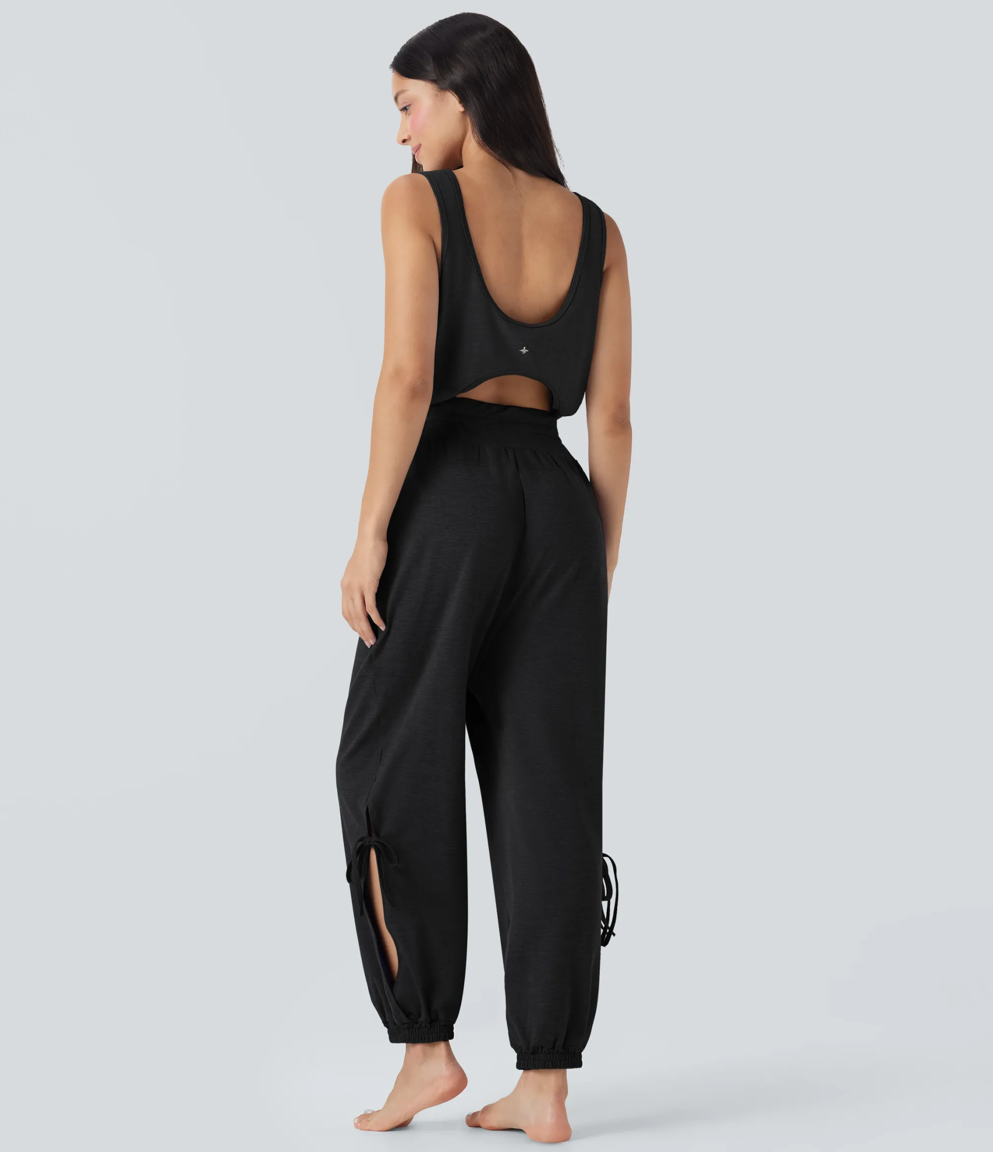 Jumpsuits<HALARA Sleeveless Cut Out Drawstring Yoga Jumpsuit with Pockets