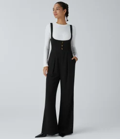 Jumpsuits<HALARA Sleeveless Decorative Pocket Work Suspender Jumpsuit