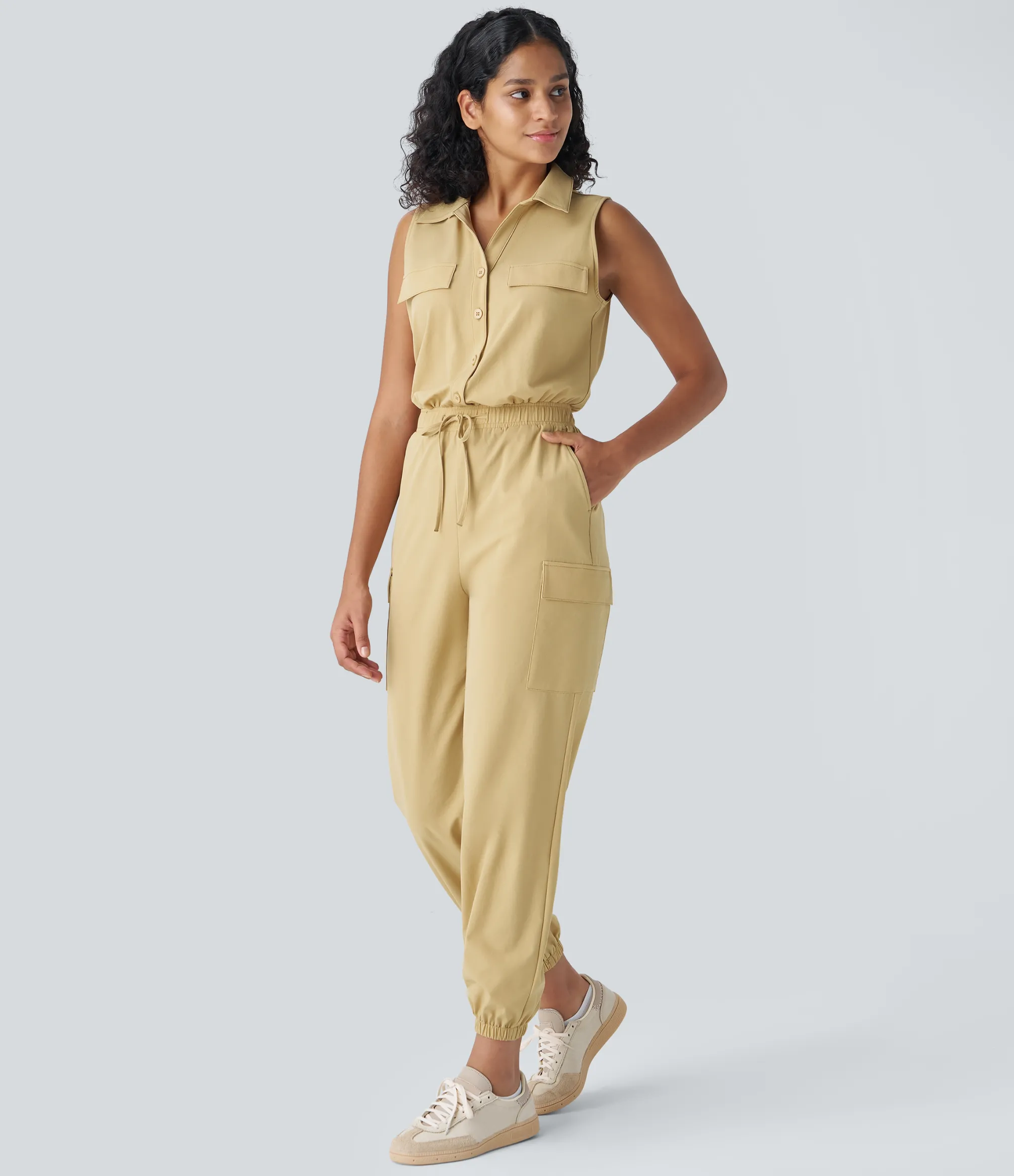 Jumpsuits<HALARA Sleeveless Drawstring Pockets Casual Cargo Jogger Jumpsuit