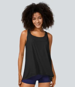 Yoga Tops|Sports Tops<HALARA Sleeveless 2-in-1 Relax Yoga Sports Top Black
