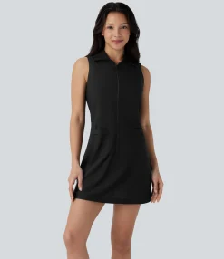 Dresses|Mini Dresses<HALARA Sleeveless Zipper Pocket Curved Hem Cool Touch Mini Golf Active Dress