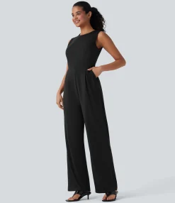 Jumpsuits<HALARA Sleeveless Zipper Work Jumpsuit with Pockets