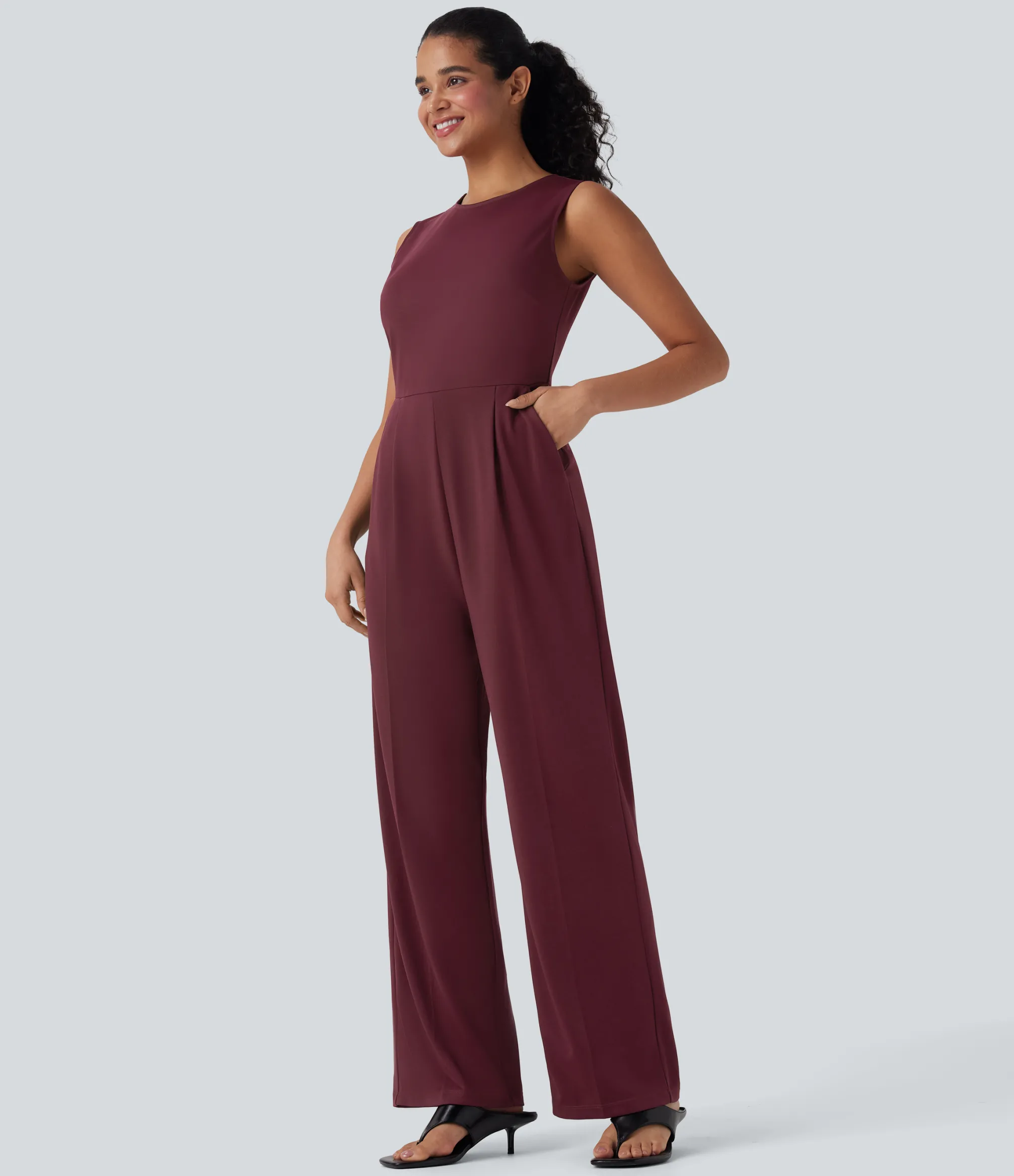 Jumpsuits<HALARA Sleeveless Zipper Work Jumpsuit with Pockets