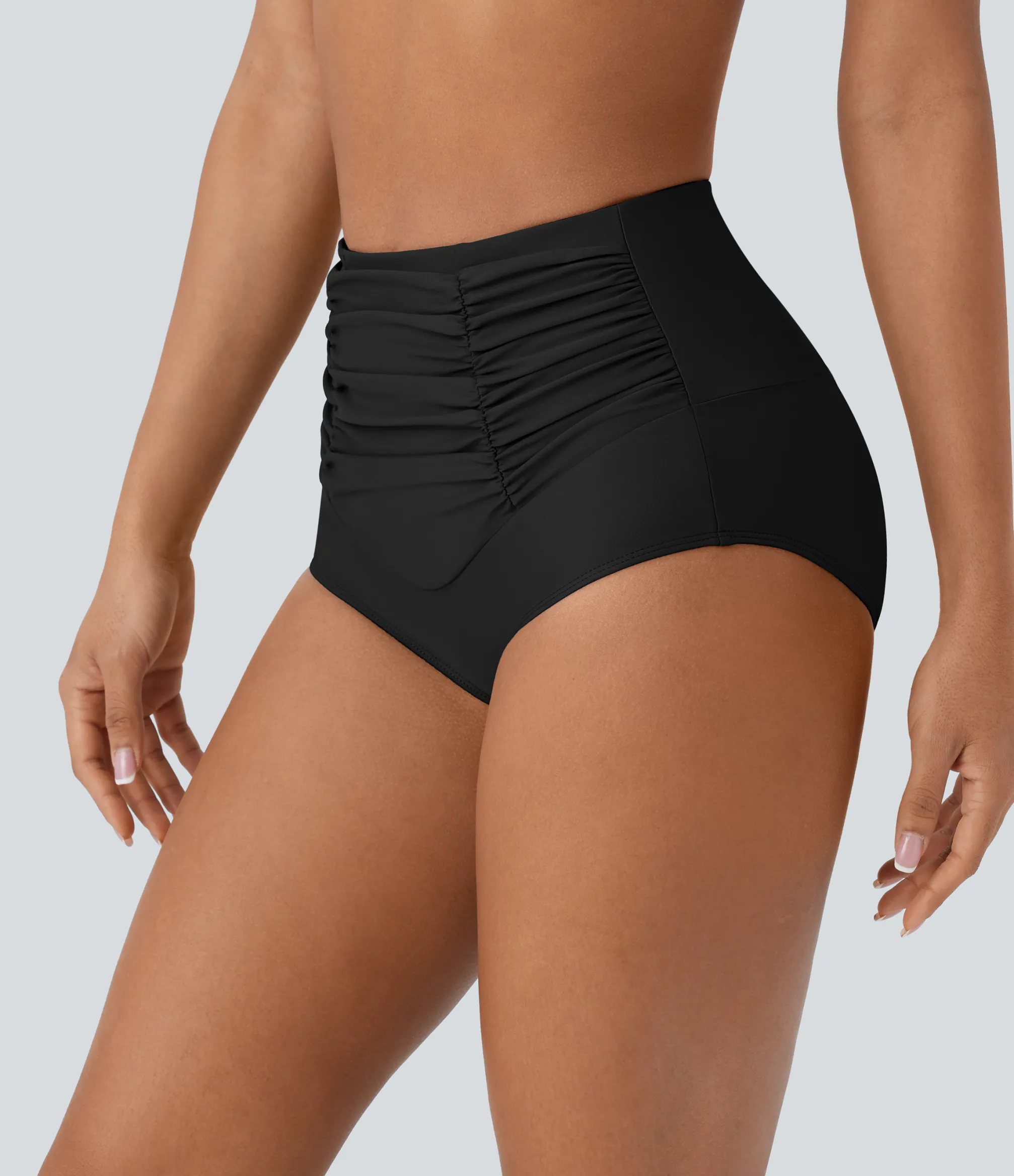 Beachwear<HALARA Socinched High Waisted Tummy Control Ruched Bikini Bottom Swimsuit