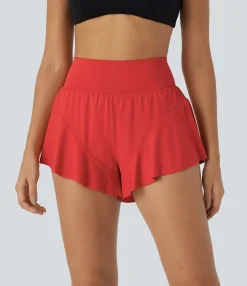 Active Shorts|Shorts<HALARA SoCinched High Waisted Tummy Control Pocket 2-in-1 Ruffle Hem Yoga Shorts