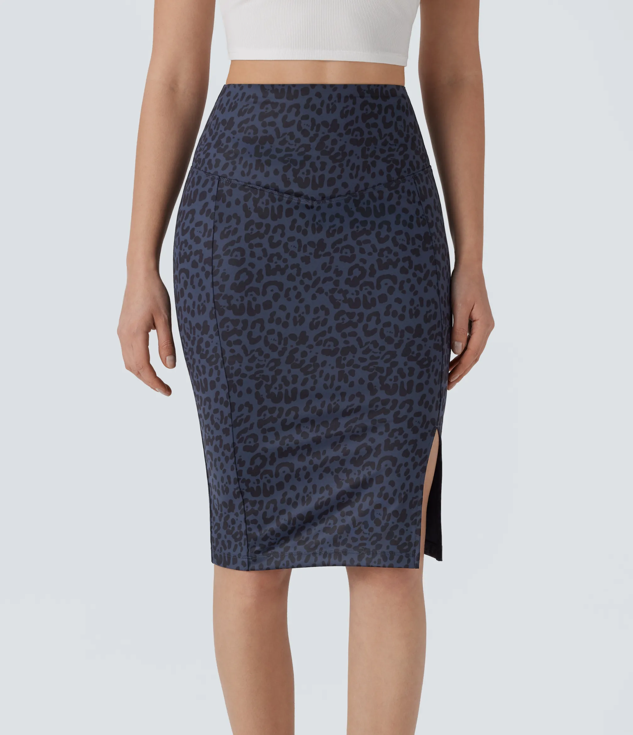 Maxi & Midi Skirts|Casual Skirts<HALARA SoCinched High Waisted Tummy Control Butt Lifting Midi Leopard Print Casual Shapewear Skirt