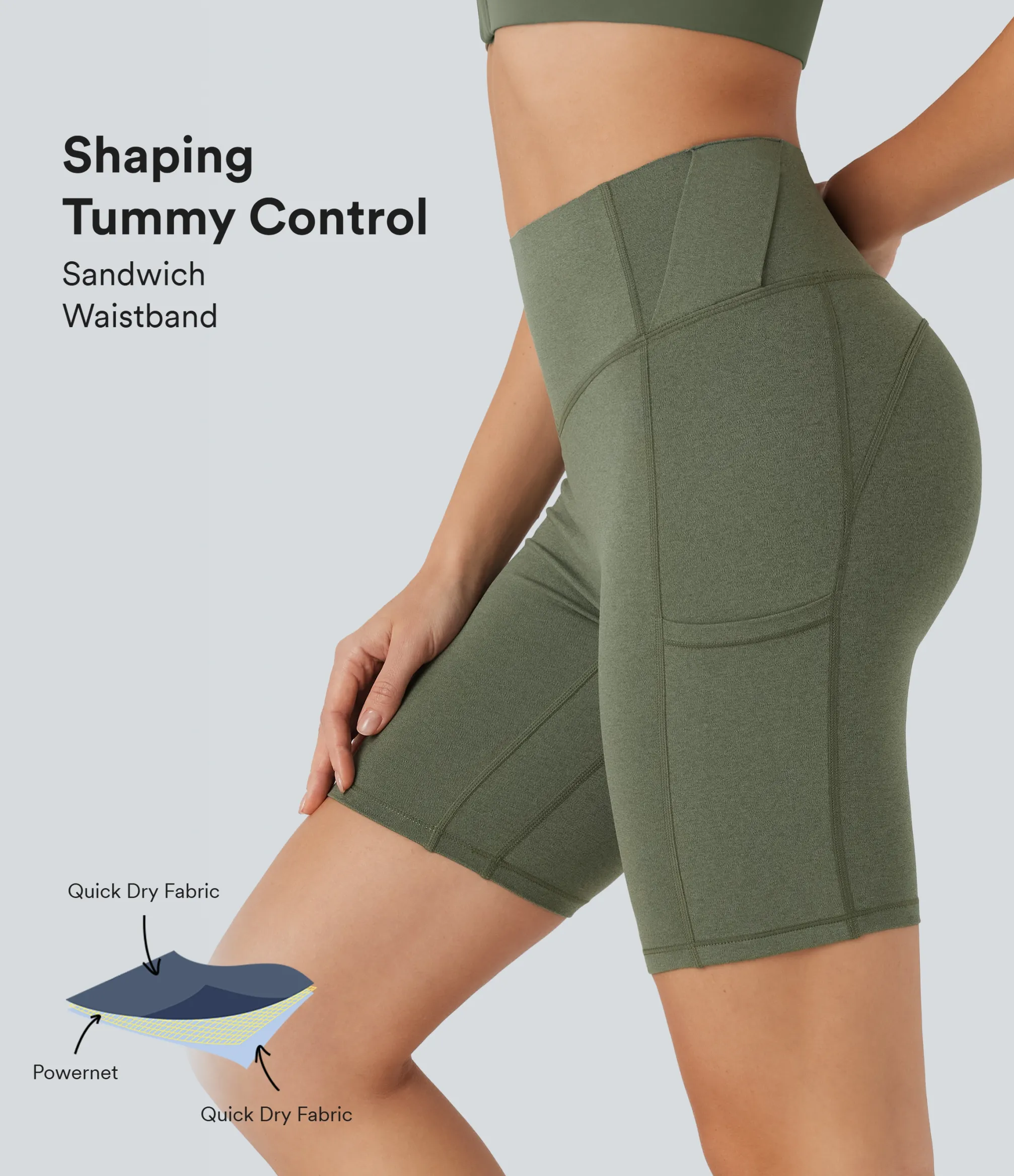 Active Shorts|Bikers<HALARA SoCinched High Waisted Tummy Control Loop Quick Dry Yoga Biker Shorts 7'' with Pockets