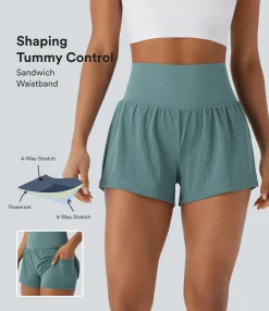 Active Shorts|Shorts<HALARA SoCinched Super High Waisted Tummy Control Perforated 2-in-1 Yoga Shorts