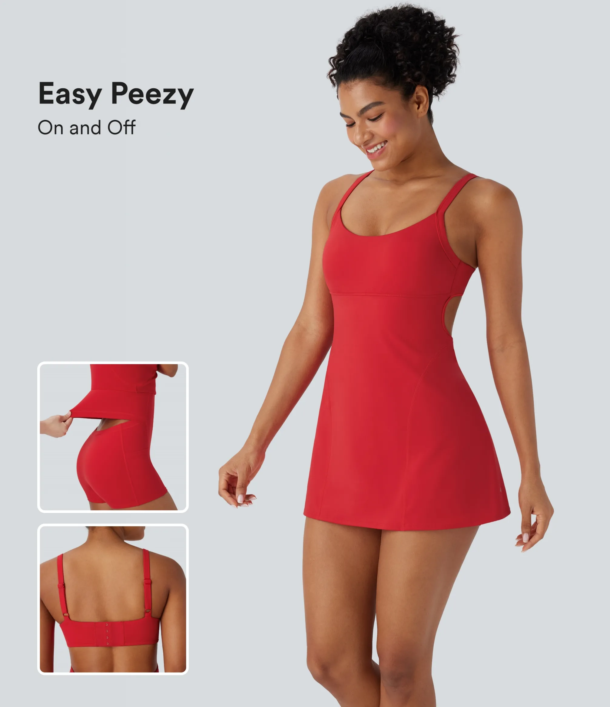 Mini Dresses|Active Dresses<HALARA SoftlyZero™ Airy Adjustable Buckle 2-in-1 Mini Cool Touch Yoga Active Dress with Pockets-Easy Peezy-UPF50+