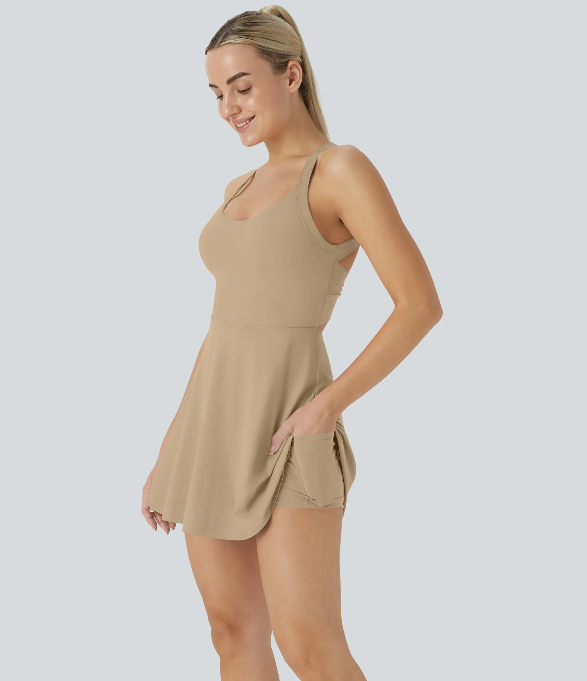 Mini Dresses|Active Dresses<HALARA Softlyzero™ Airy Backless Twisted Cool Touch Dance Active Dress-Easy Peezy Edition