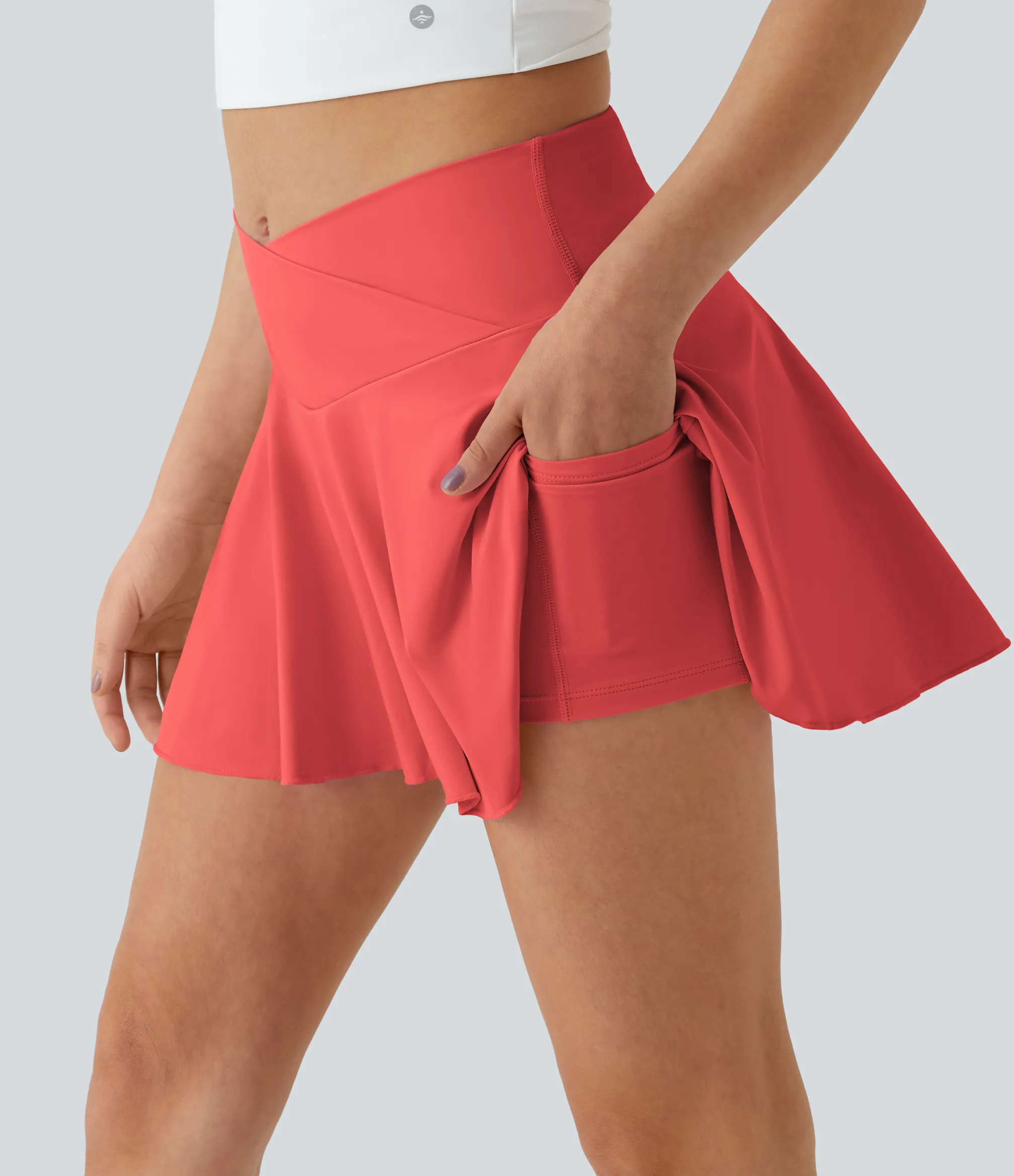 Mini Skirts|Active Skirts<HALARA SoftlyZero™ Airy Comfy High Waisted Crossover 2-in-1 Pocket Flare Cool Touch Tennis Skirt-UPF50+