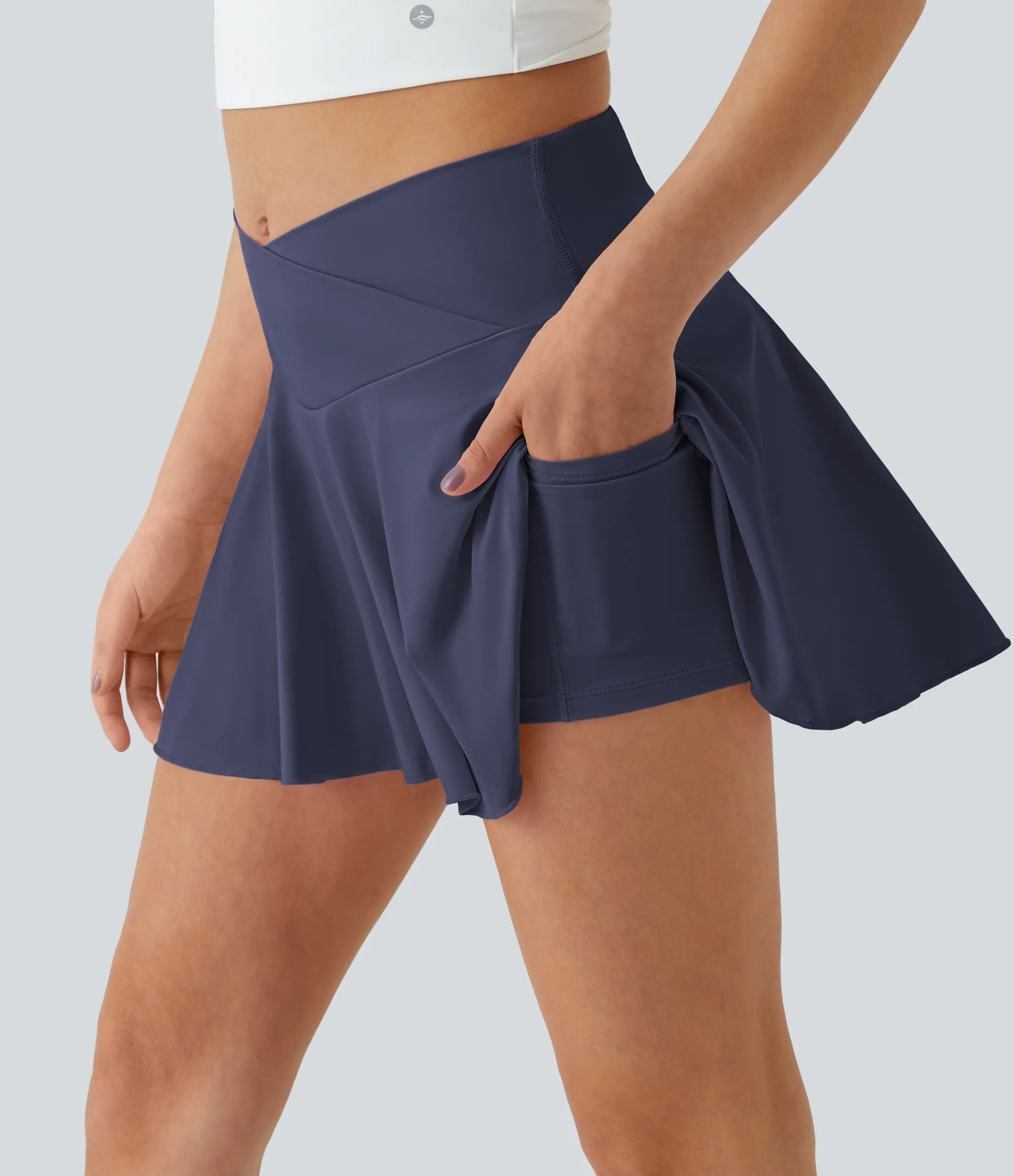 Mini Skirts|Active Skirts<HALARA SoftlyZero™ Airy Comfy High Waisted Crossover 2-in-1 Pocket Flare Cool Touch Tennis Skirt-UPF50+