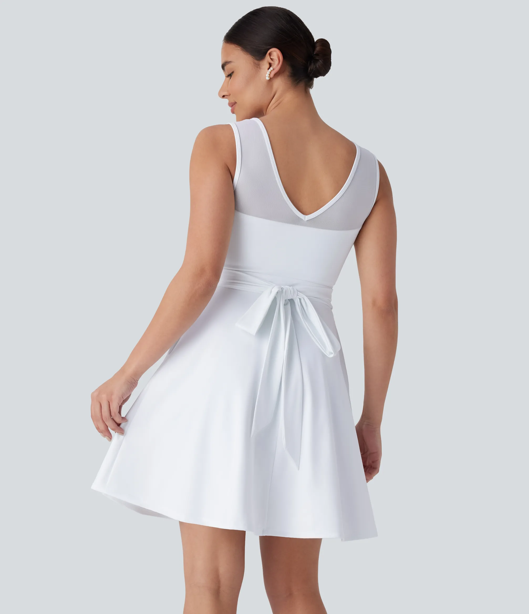 Mini Dresses|Dresses<HALARA SoftlyZero™ Airy Contrast Mesh Tie Pocket Cool Touch Dress-UPF50+