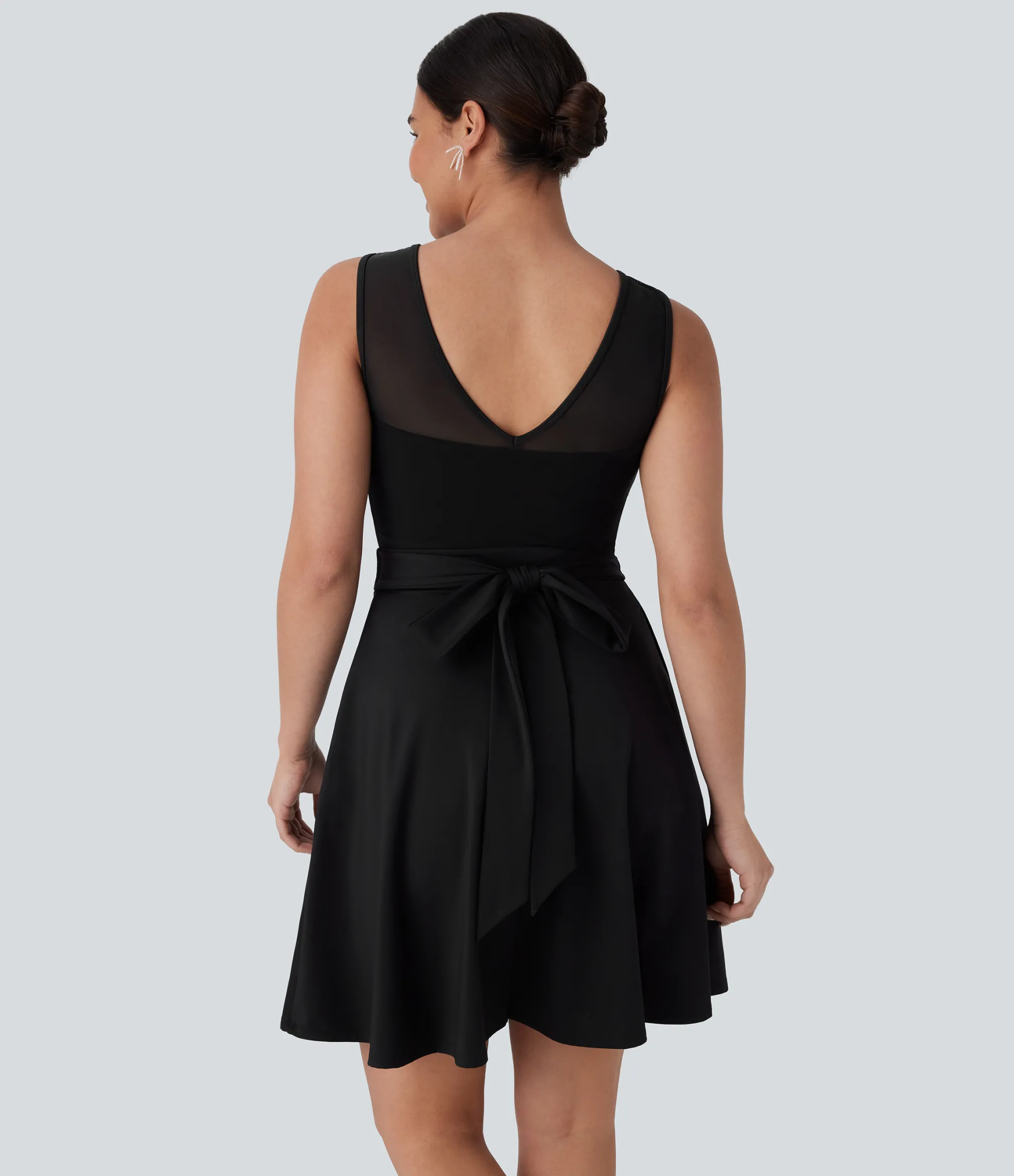 Mini Dresses|Dresses<HALARA SoftlyZero™ Airy Contrast Mesh Tie Pocket Cool Touch Dress-UPF50+