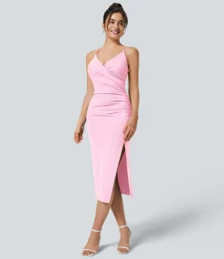 Bodycon Dresses|Maxi & Midi Dresses<HALARA SoftlyZero™ Airy Crossover Ruched Lace Up Bodycon Cool Touch Dress-UPF50+