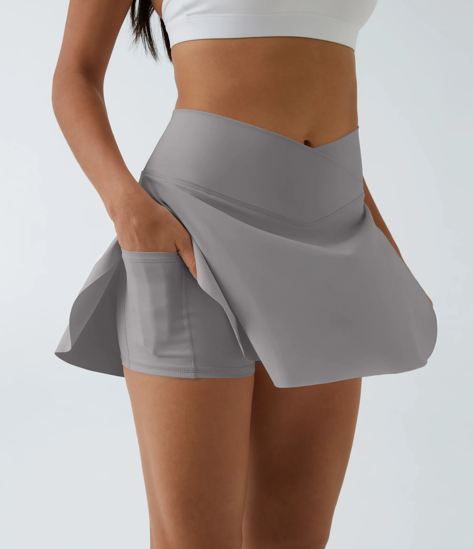 Mini Skirts|Active Skirts<HALARA SoftlyZero™ Airy Crossover Pocket 2-in-1 Cool Touch Tennis Skirt-Lucid-Longer Length-UPF50+