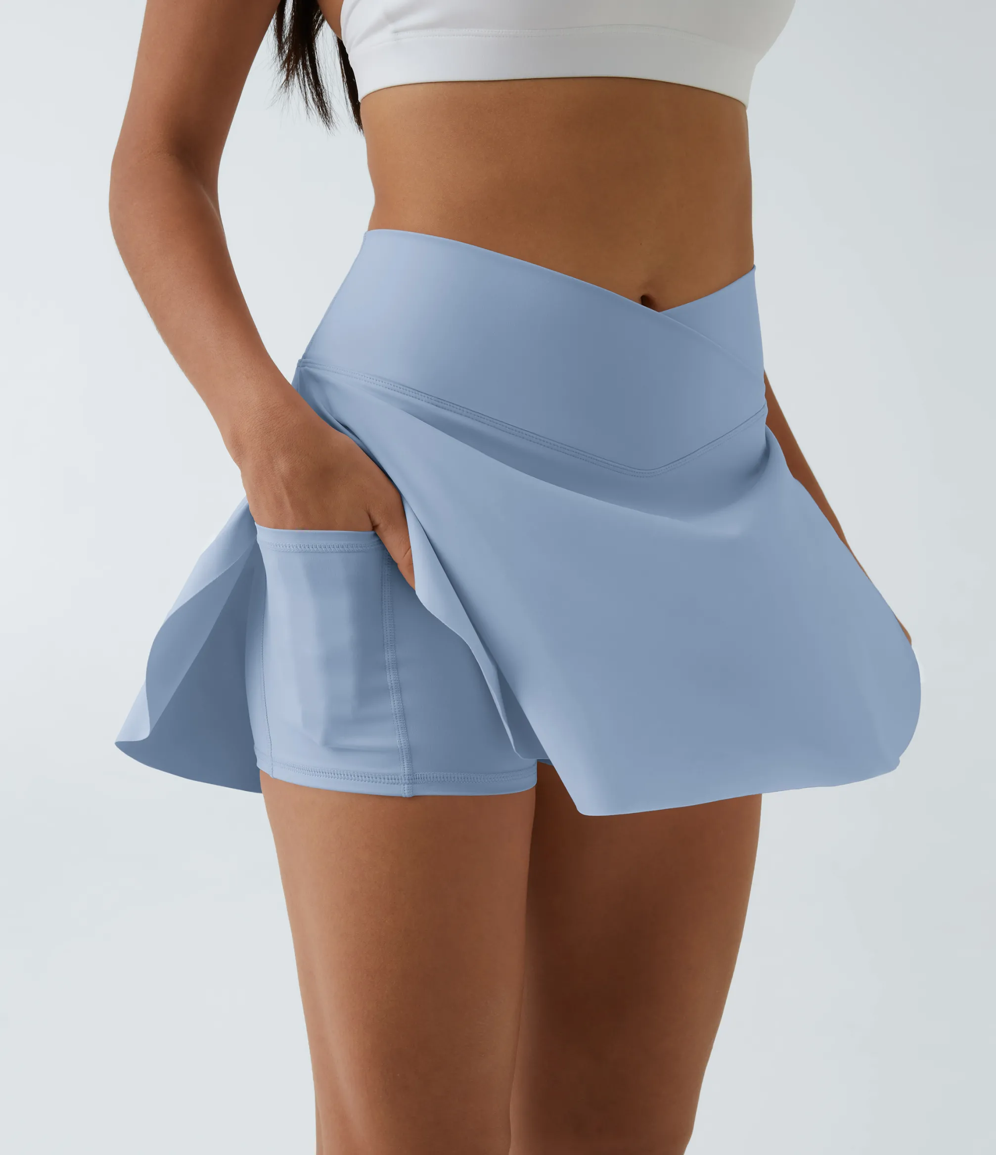 Mini Skirts|Active Skirts<HALARA SoftlyZero™ Airy Crossover Pocket 2-in-1 Cool Touch Tennis Skirt-Lucid-Longer Length-UPF50+