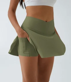 Mini Skirts|Active Skirts<HALARA SoftlyZero™ Airy Crossover Pocket 2-in-1 Cool Touch Tennis Skirt-Lucid-Longer Length-UPF50+