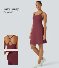 Dresses|Mini Dresses<HALARA SoftlyZero™ Airy Cut Out 2-in-1 Pocket Cool Touch Longer Active Dress-Easy Peezy Edition-UPF50+