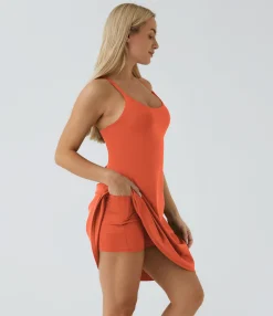 Mini Dresses|Active Dresses<HALARA SoftlyZero™ Airy Cut Out 2-in-1 Pocket Cool Touch Longer Active Dress-UPF50+