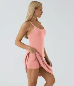 Mini Dresses|Active Dresses<HALARA SoftlyZero™ Airy Cut Out 2-in-1 Pocket Cool Touch Longer Active Dress-UPF50+