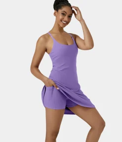 Mini Dresses|Active Dresses<HALARA SoftlyZero™ Airy Cut Out 2-in-1 Pocket Cool Touch Longer Active Dress-UPF50+