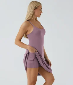 Mini Dresses|Active Dresses<HALARA SoftlyZero™ Airy Cut Out 2-in-1 Pocket Cool Touch Longer Active Dress-UPF50+